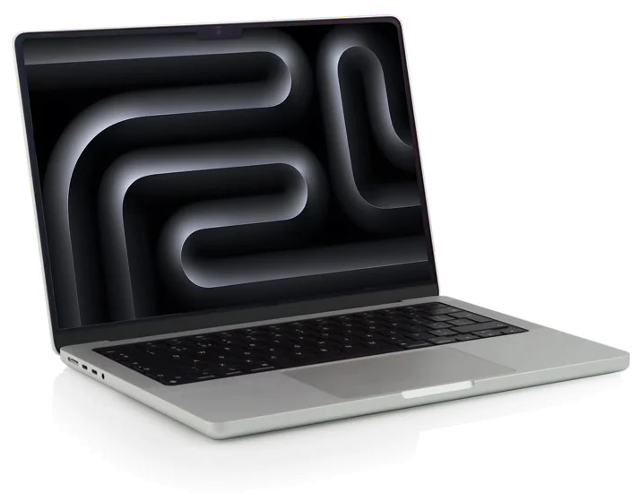 A silver MacBook Pro